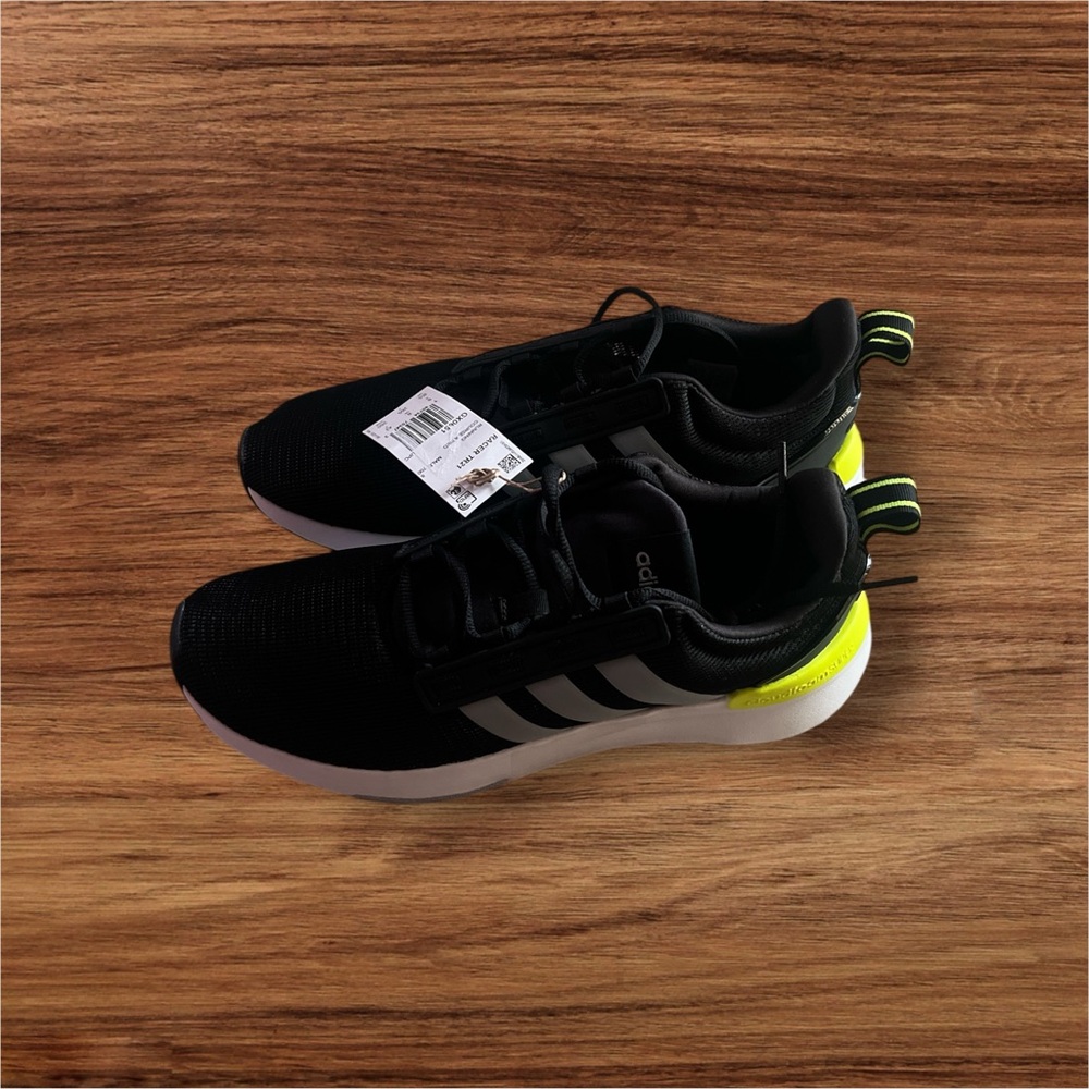 Adidas Black and Yellow Sneakers with Sporty Knit Design